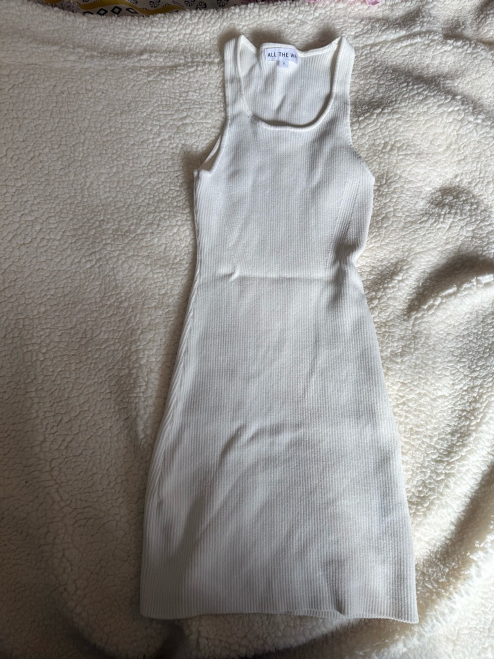 ALL THE WI White Ribbed Tank Mini Dress